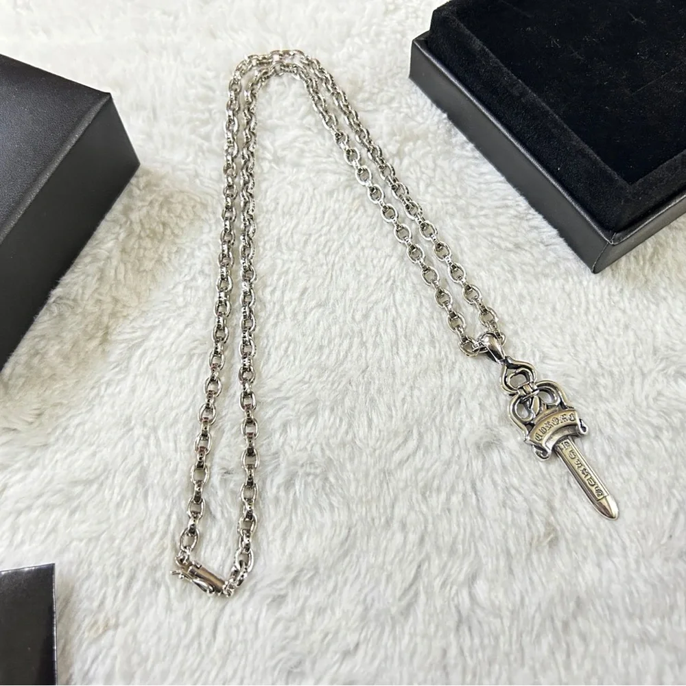 Chrome Hearts Silver Sword Dagger Pendant Necklace